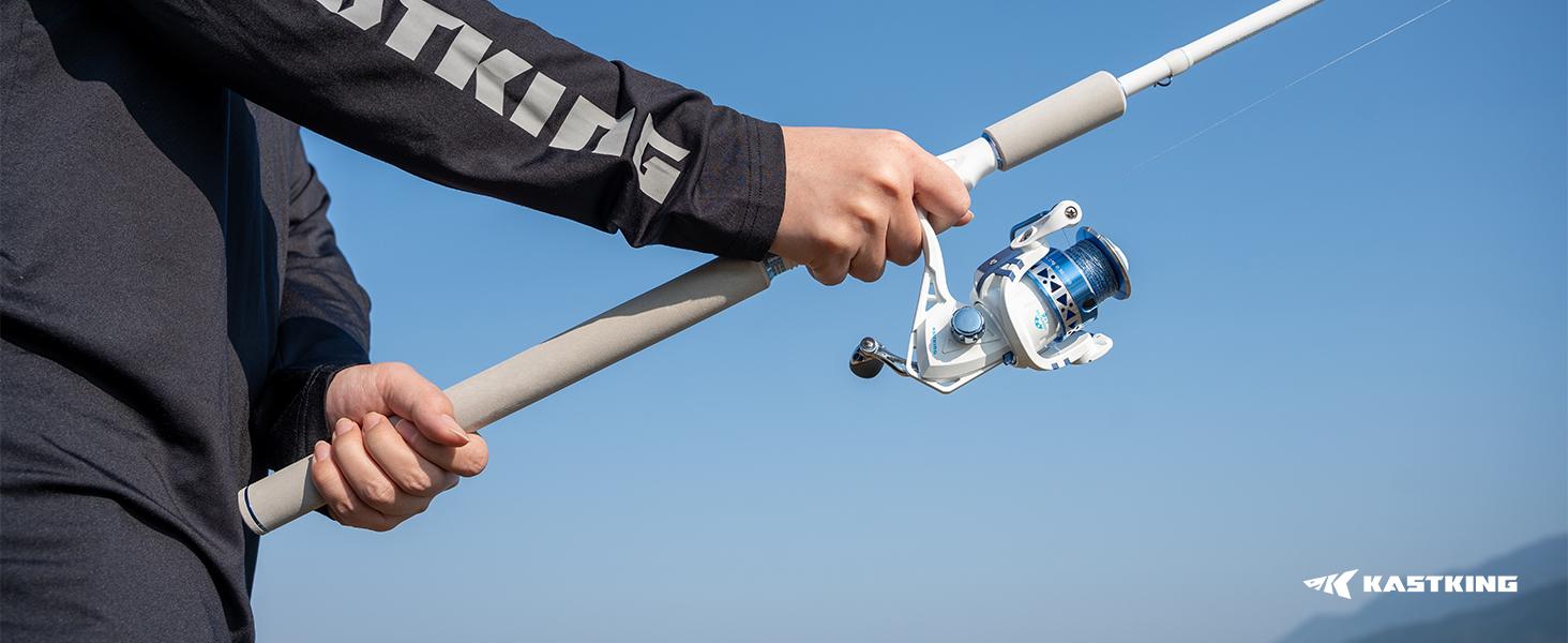 KastKing Centron Lite Spinning Fishing Rod and Reel Combo, IM6 Graphite 2Pc Blanks, Stainless Steel Guides with Ceramic Rings, Contoured EVA Handles & Fighting Butt, Split or Full Rear Handle Design, 13 Models