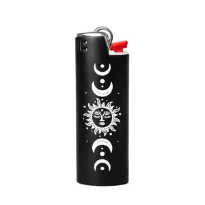 Lighter Case Sun Moon Phases Boho Style Durable Metal Girly Sleeve Holder Vintage Candle Lighter