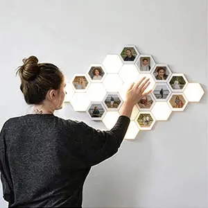 Personalized hexagonal LED light, modular design for easy assembly, USB powered, smart touch sensor, DIY modular wall lamp suitable for bedrooms, company reception areas, and room wall decoration.
