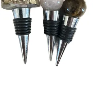 Natural Crystal Wine Stopper Luxury Collection • Functional • Energetic Crystal Cellar Collection Crystals Amethyst Rose Quartz Tiger’s Eye Functional Crystal Décor Amethyst Crystal Decor