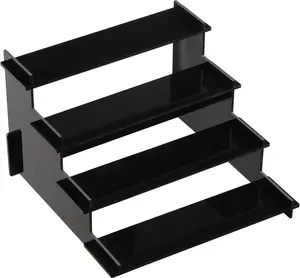 4-Tier Black Acrylic Display Risers | Perfume, Cupcakes, Funko POP Stand Organizer