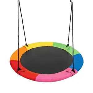 Rainbow Saucer Swing 40" - High-Quality Tree Swing for Kids & Family, Waterproof & Rust-Resistant, Safety-Certified, Easy Setup, 360° Rotation