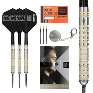 Target Darts Dimitri Van den Bergh Steel Tip 95K Dart Set, 22G/23G/24G | 95% Tungsten Darts, K-Flex No.2 Flights & Shafts, Swiss DX Points Black & SP Tool Included | Player Edition Professional Dart