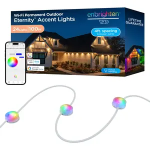 Enbrighten VIBE WiFi Color-Changing Permanent Outdoor Eternity Accent Lights, 24 Lights, 100ft. White Cord