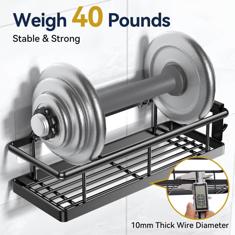 Transparent No-drill Storage Rack Hooks Strong Adhesives, for Shower Bathroom Caddies Kitchen Utensil Hook, Portable Durable Multifunctional Punch-free Wall Self Adhesive Storage Hook