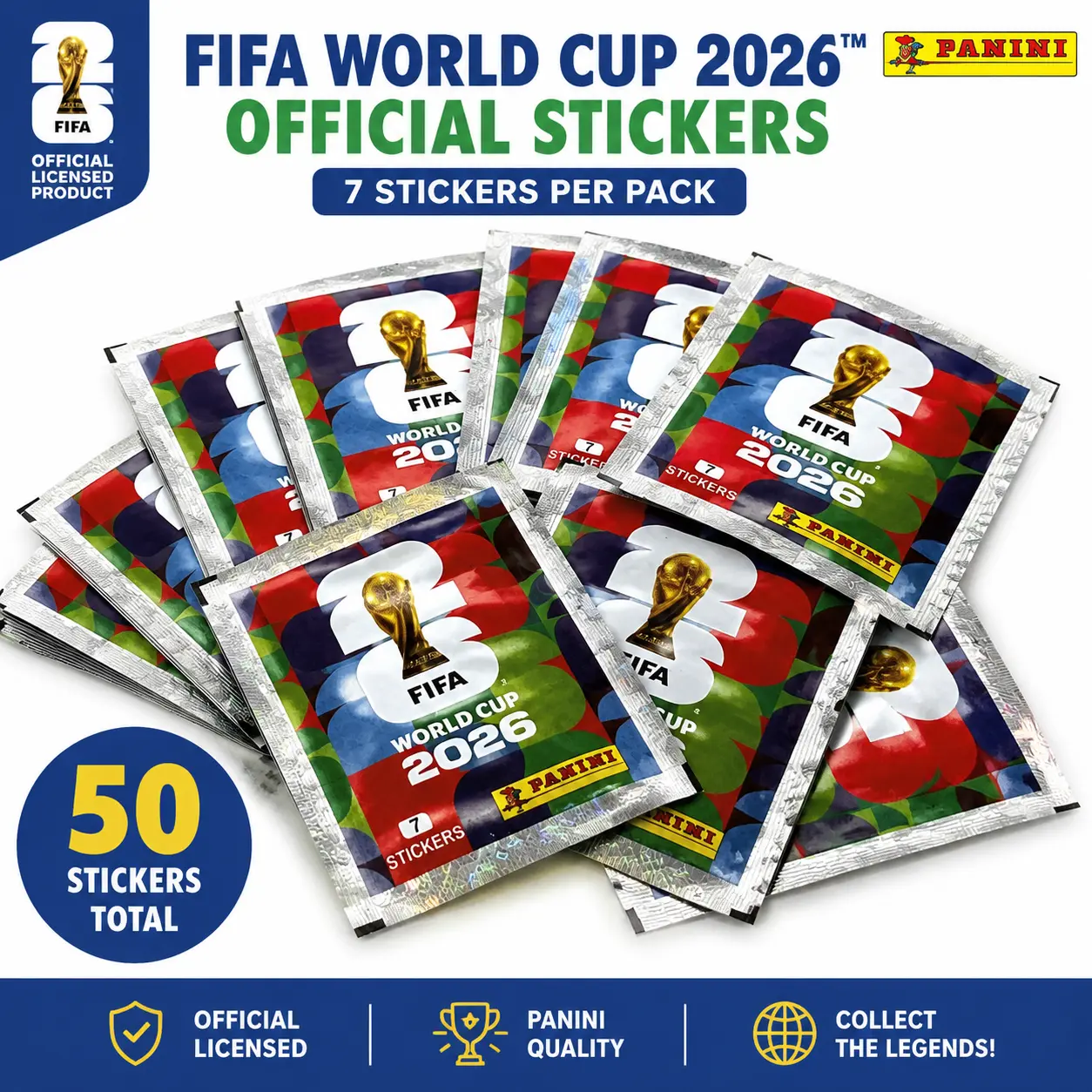 FIFA/PANINI authorized World Cup star sticker commemorative booklet（International Edition）,with 7 stickers per pack,Starting from 5 packs, 50 packs per box
