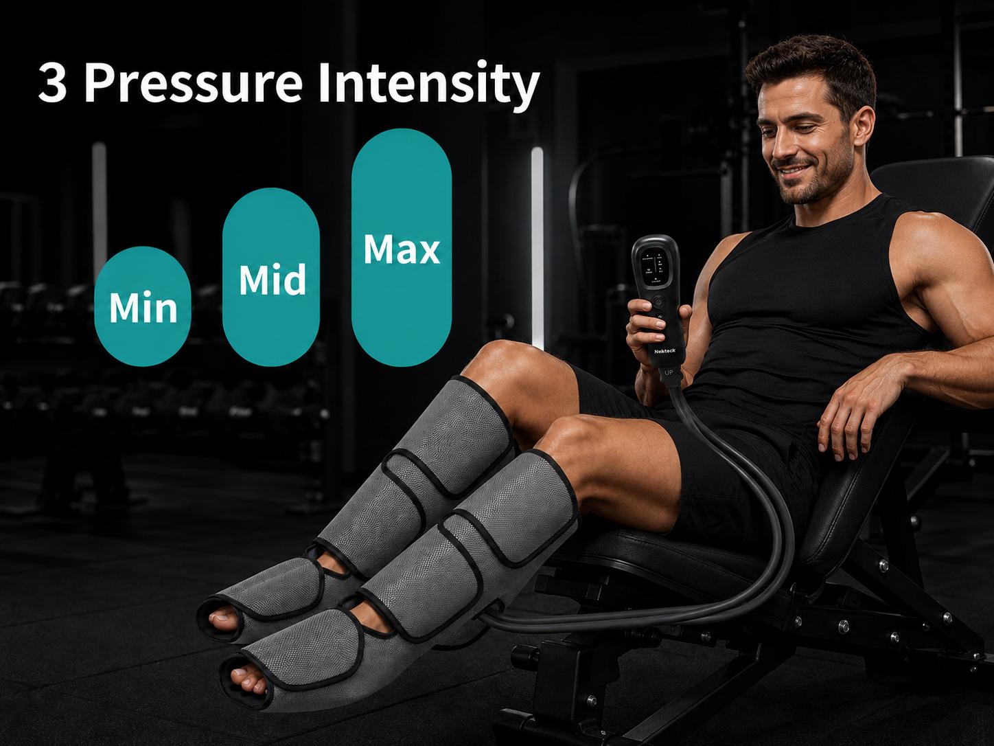 Nekteck Air Compression Leg Massager with 3 Massage Levels & Auto Shut Off Feature for Foot and Calf Comfort and Relaxation
