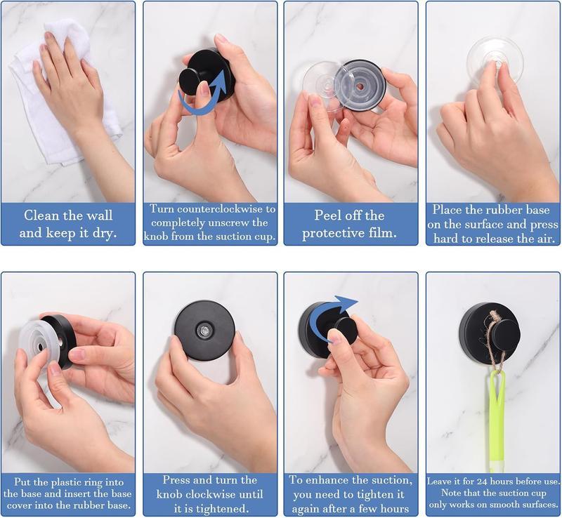 Upgraded model 2 Units Suction Cup Hooks for Shower, Kitchen, Bathroom, Wood Door, Mirror,Glass Door,  Tile – Loofah, Towel, Coat, Bath Robe Hook Holder for Hanging up to 15 lbs with Waterproof