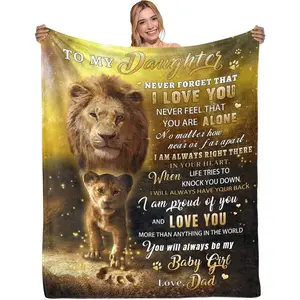 Daughter Gifts from Dad, Daughter Blankets, to My Daughters from Dads Blanket, Daughters Birthday Gift from Dad - Soft Flannel Lion Throw Blanket