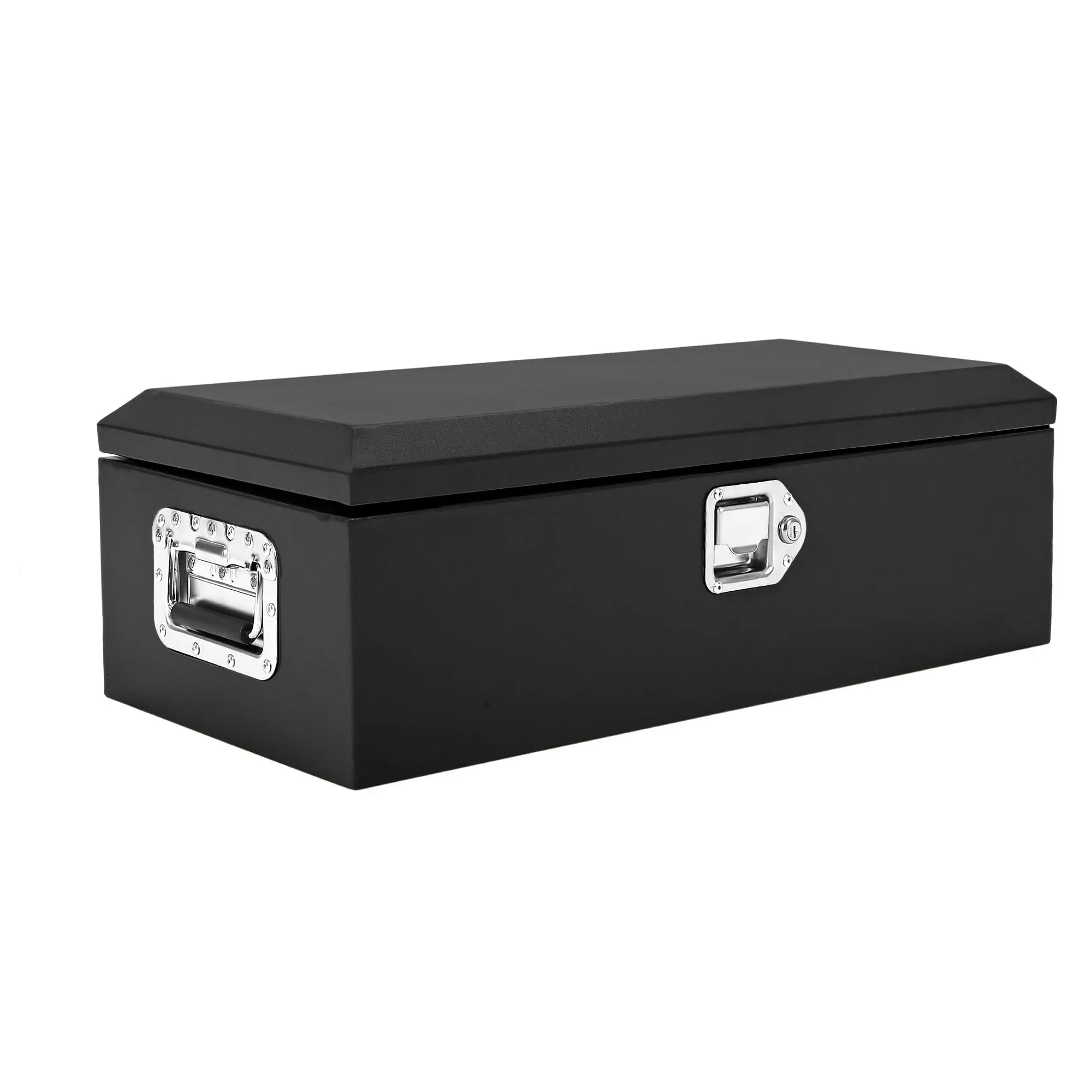 Garvee Black Steel Truck Bed Tool Box, Diamond Plate Tool Box with Side Handle and Lock Keys, Storage Toolbox Chest Box Organizer for Pickup, Truck Bed, RV, Trailer