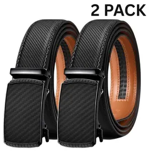 Premium Men's Leather Ratchet Belt 2 Pack colour Black