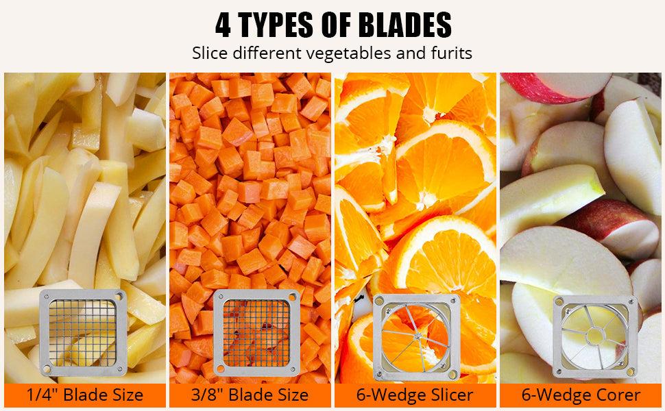 GARVEE Commercial Vegetable Fruit Chopper, Stainless Steel French Fry Cutter, 4 Blades, Heavy Duty, Ergonomic Handle, Non-Slip Feet, Easy Cleaning, Ideal for Restaurants and Home Kitchens