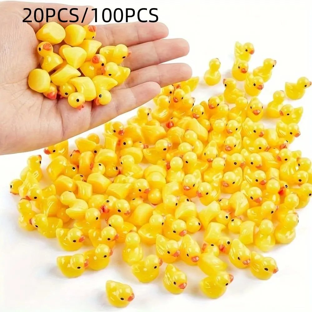 Mini Duck Statues, Cute 100-Piece Resin Animal Figurine Set, Resin Animal Sculptures for Miniature Garden, Garden Accessories, Aquarium, Home Decor, Party Games and Office Ornaments
