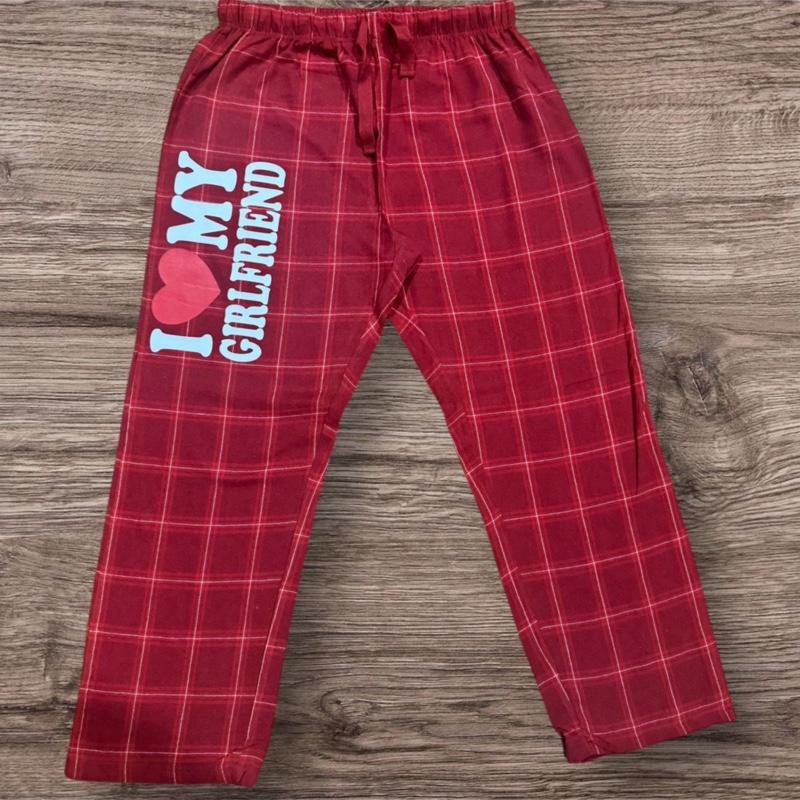 I Love My Boyfriend , I Love My Girlfriend Pjs , Flannel Pjs Pajama Pants Nightwear