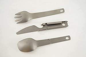 Valtcan Titanium Compact 3 Piece Utensil Fork Spoon Knife Ultralight Carry System 39g