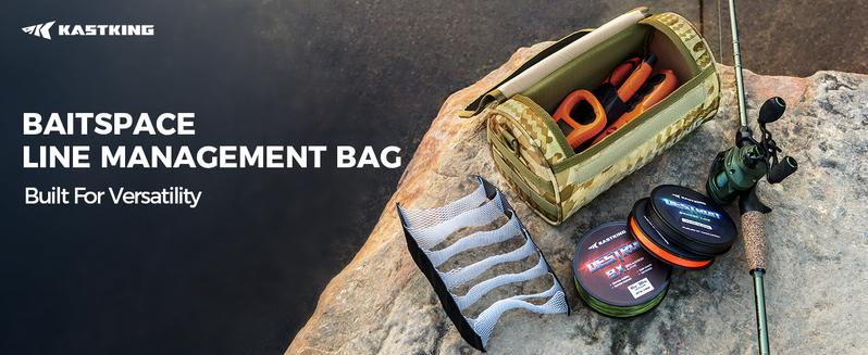 KastKing BaitSpace Line Management Bag, Fishing Line Storage Bag with Water Resistant Nylon, Clear View Window, Removable Divider for Up to 10 Spools, Tangle-free Leader Line Holder