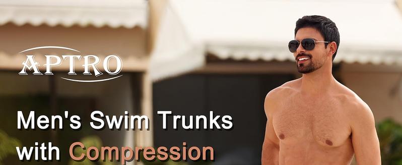 APTRO Men's Quick Dry 2 in 1 Swim Trunks with Compression Liner UPF50+ 4-way Stretch Board Shorts for Swimming Beach Sports