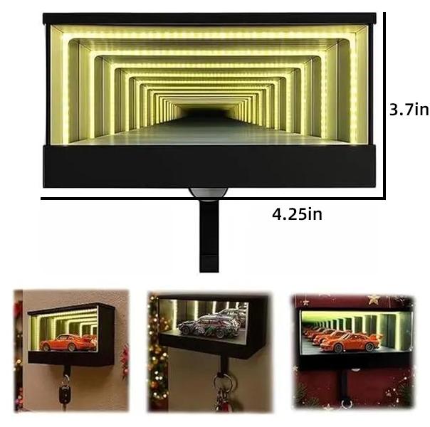 Infinity Garage Keychain Hanger, Keypit Garage Key Holder, Race Car Key Holder Wall Mount with LED, Car Keys Display, Tiny Glowing Garages, Effortless Wall Mount Organizer for Entryway,Christmas gift