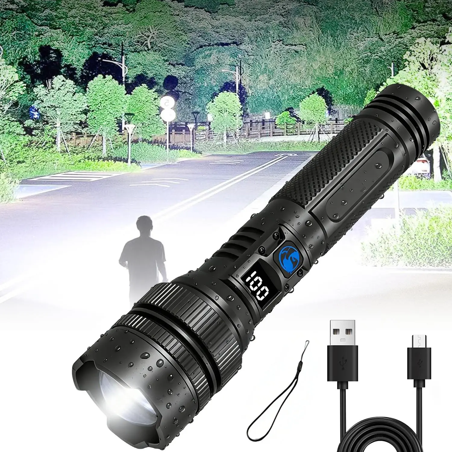 【Fast Shipping】Portable Flashlight 2200 Lumens Zoomable Wide-Angle to Spotlight Dual Mode Compact Dual Sizes Camping & Emergency Use Dry Environment Design dealsforyoudays