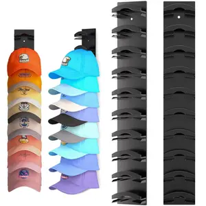 Hat Organizer for Caps 2-Pack Strong Adhesive Wall Rack Holds Up to 20 Hats Display Hanger for Door Closet Storage Multilayer Decor Black Hanging Easy Access Design Versatile Display Options Large Storage Capacity Flexible Installations