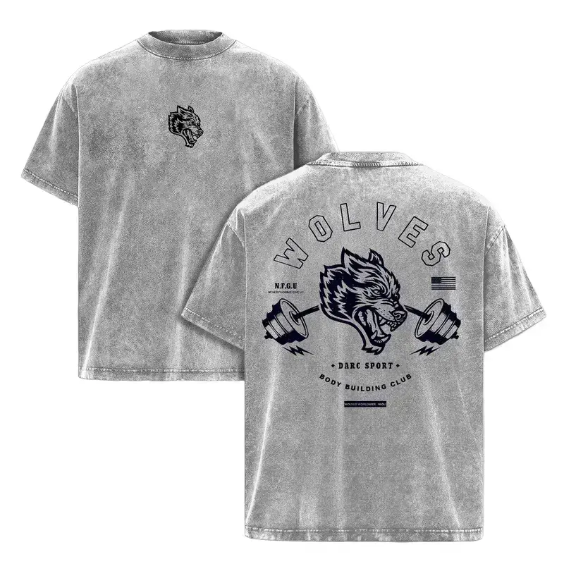Darc Sport Wolves Gym Washed Tee v6: Premium Heavyweight Cotton