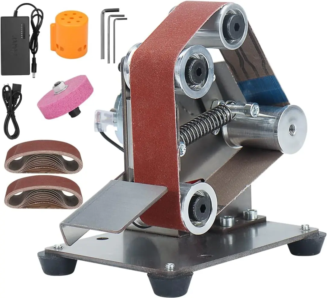 7PCS 2-in-1 Mini table Sanding Machine with 15 Degree Electric Desktop Sander 7 Adjustable Speed Buffer Polishing Tools for DIY Metal Wood Crafts