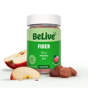 BeLive Fiber Gummies - Prebiotic Fiber Supplement with Chicory Root & Inulin for Digestive Support & Overall Gut Health I Vegan, Sugar Free Gummies for Adults & Children | 60 Ct - Apple Flavor