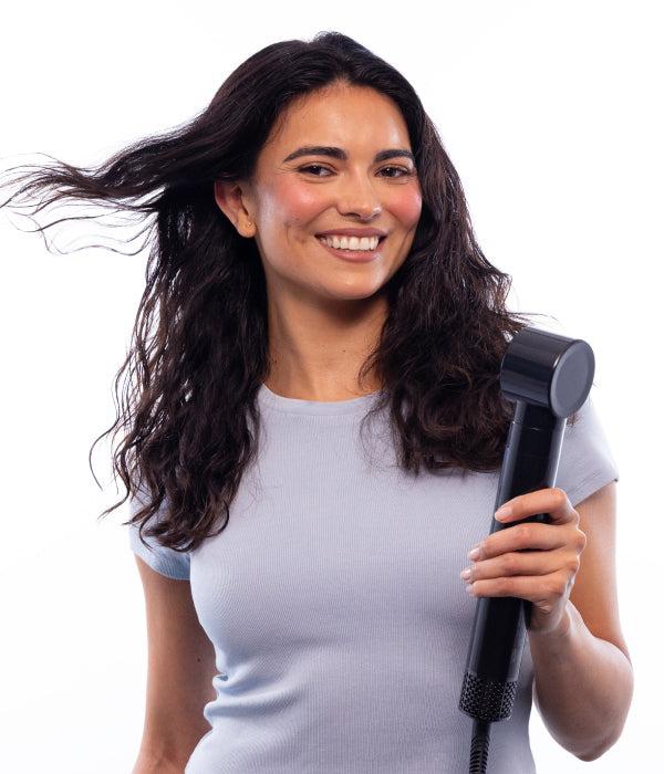 FoxyBae Black Shimmer Super Styler Pro+ Styling Set – Interchangeable Hair Styler & Salon Equipment with Auto-Wrap Heated Curler, Blowout & Round Brushes – Frizz-Free, Smooth, Shiny Hair