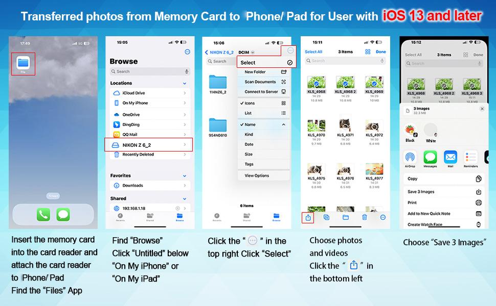 3-in-1 Dual-Slot Card Reader | For iPhone/iPad/Camera | Plug & Play No App Needed