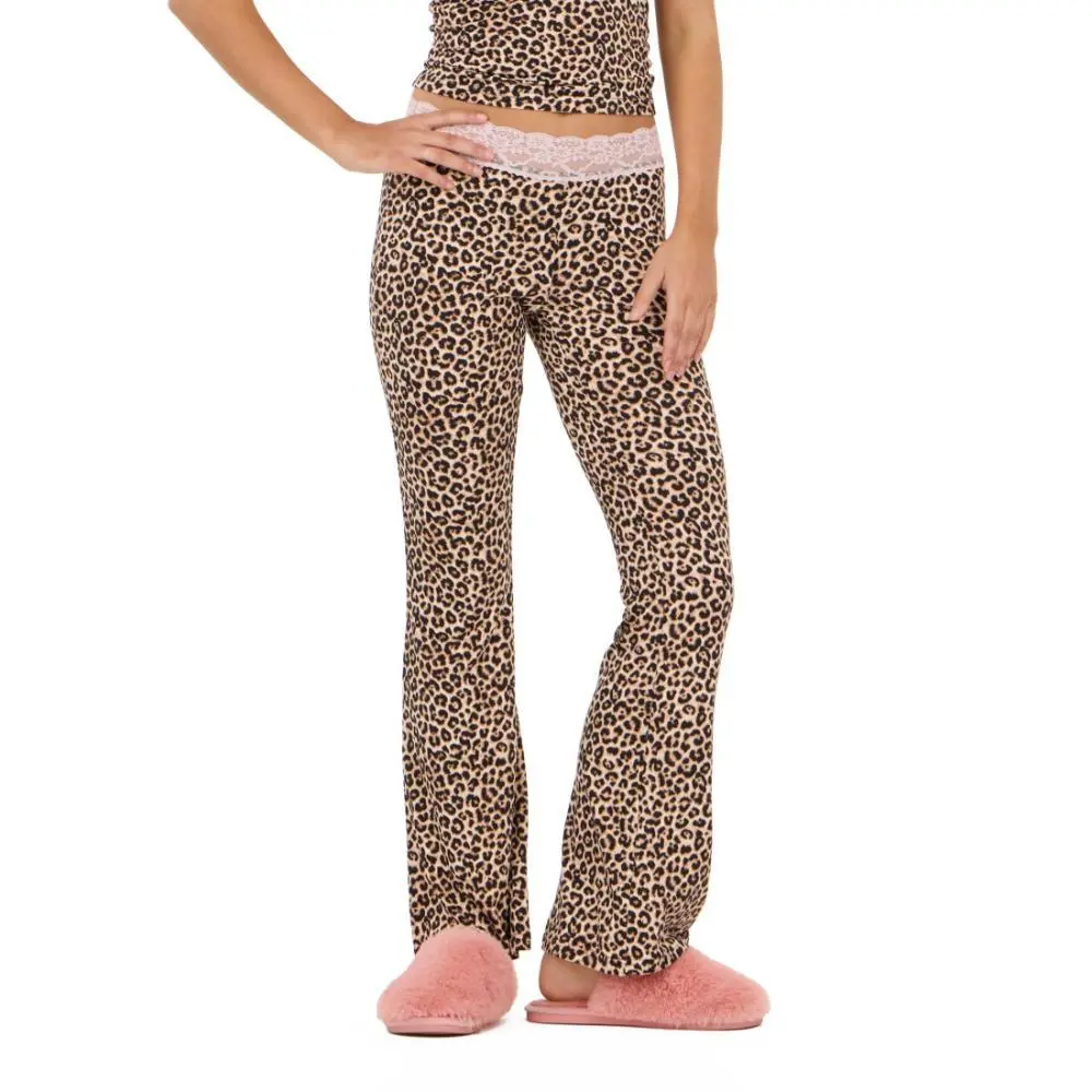 Forever 21 loungewear flare pant with lace waistband., Bottom, Lady, Women, Flare Cut, Clothes, Casual Fashion Bottoms