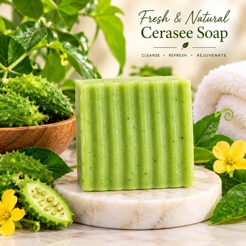 N3ka Collections Fresh & Natural Cerasee Green Soap Bar - Daily Body Care Cleanser for Cleansing, Refreshing, Rejuvenating