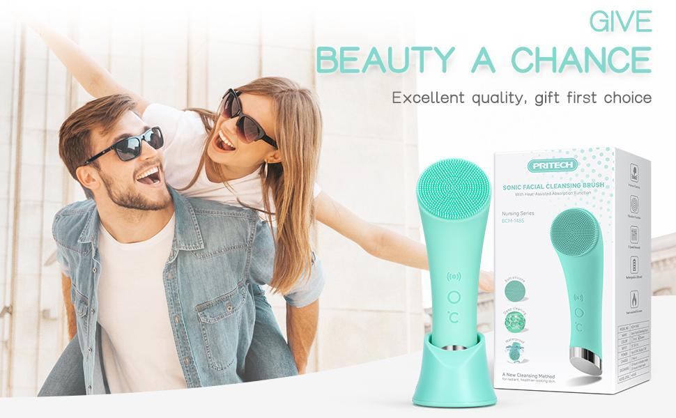 Facial Cleansing Brush, PRITECH Heatable Vibrating Face Scrubber with Massage, Silicone Face Scrubber for Women & Men, Electric Facial Cleanser for Deep Cleansing, Gentle Exfoliating minihygieneproducts