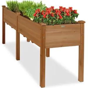 Best Choice Products 72x23x30in Raised Garden Bed, Elevated Wood Planter Box for Patio w/ Divider Panel Best Choice Products 72x23x30in Raised Garden Bed, Elevated Wood Planter Box for Patio w/ Divider Panel