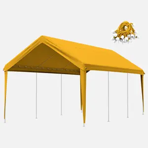 Carport Canopy Replacement Cover 10x20 FT & 12x20 FT Waterproof UV-Resistant 600D Oxford Fabric with 34 Ball Bungees & Adjustable Hooks for Cars Boats RVs