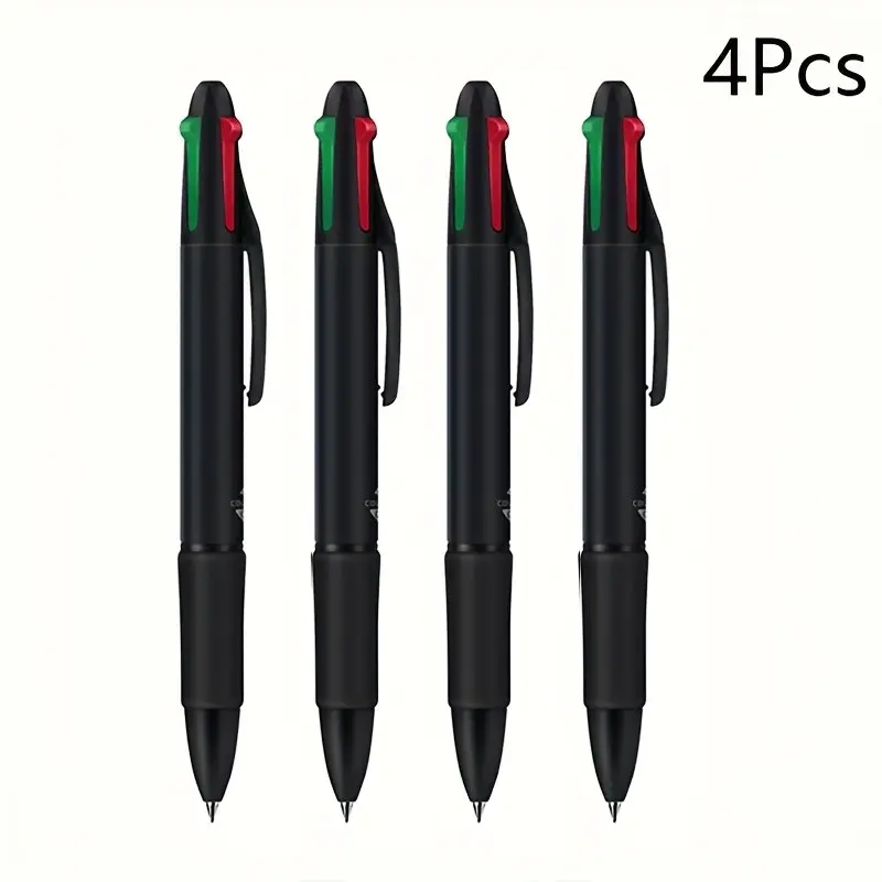 Retractable 4-Color Ballpoint Pens 4-Pack Smooth Writing Pens Multi-Purpose Multicolor Pens Writing Stationery College Student Pen for Students, Teachers, Office Workers, Study Notes, Planners, Journals, Homework, Color-Coding & Everyday Writing