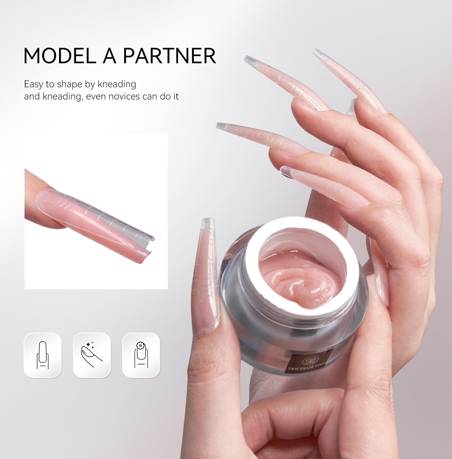 TRICOLOR FISH Clear 3D Sculpting Gel for Nail Art, 15g Solid Nail Gel Non-Sticky Hard Builder Gel for Carving, Molding and Building