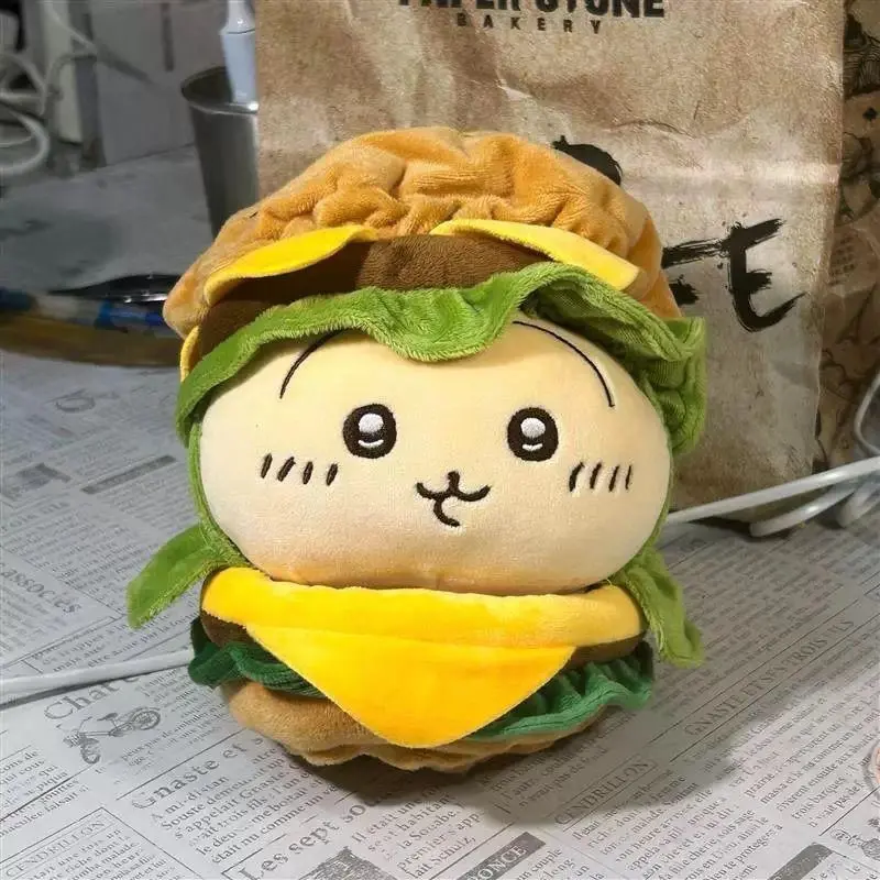 Chiikawa Big Mac Burger Usagi Hachiware Cartoon Plush Doll Toy Kawaii Cute Backpack Charm Girl's Birthday Gift