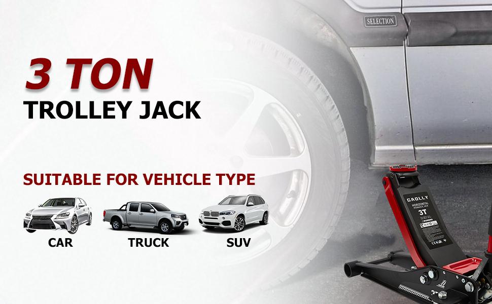 3 Ton Low Profile, Heavy-Duty Steel Racing Floor Jack with Dual Pistons Quick Lift Pump, with Lug Wrench Lifting Range 3.35"-19.69" 3 Ton Low Profile, Heavy-Duty Steel Racing Floor Jack with Dual Pistons Quick Lift Pump, with Lug Wrench Lifting Range 3.35"-19.69"