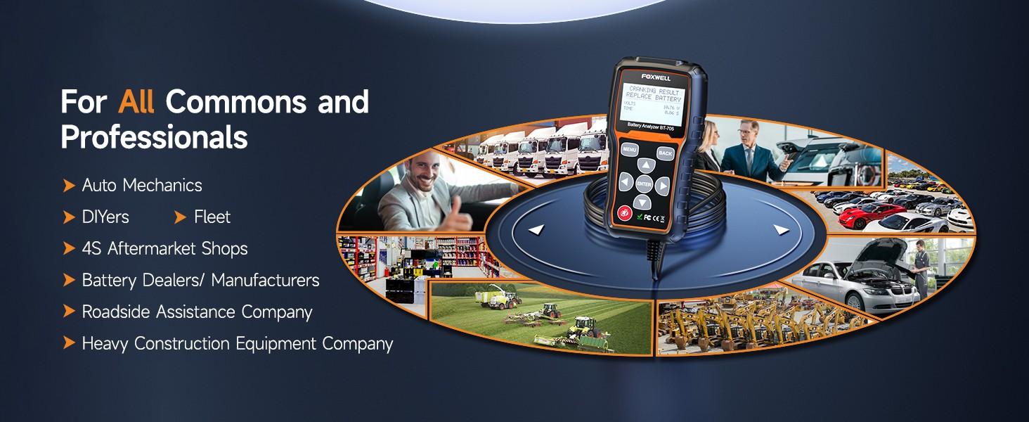 FOXWELL Heavy Duty Battery Tester BT705 12V 24V Car Battery Test, 100-2000CCA Battery Load Tester Automotive Battery Analyzer Digital Charging System Alternator Tester Cold Cranking for Heavy Duty Truck Boat Marine SUV ATV