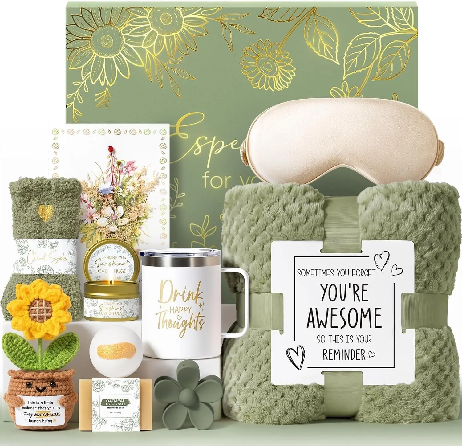 Mayicivo Easter Women's Selfcare Gift Set - Festive Package with Solid Insulated Stainless Steel Cup, Baskets for Gifts, Thoughtful Present for Mom, Friends