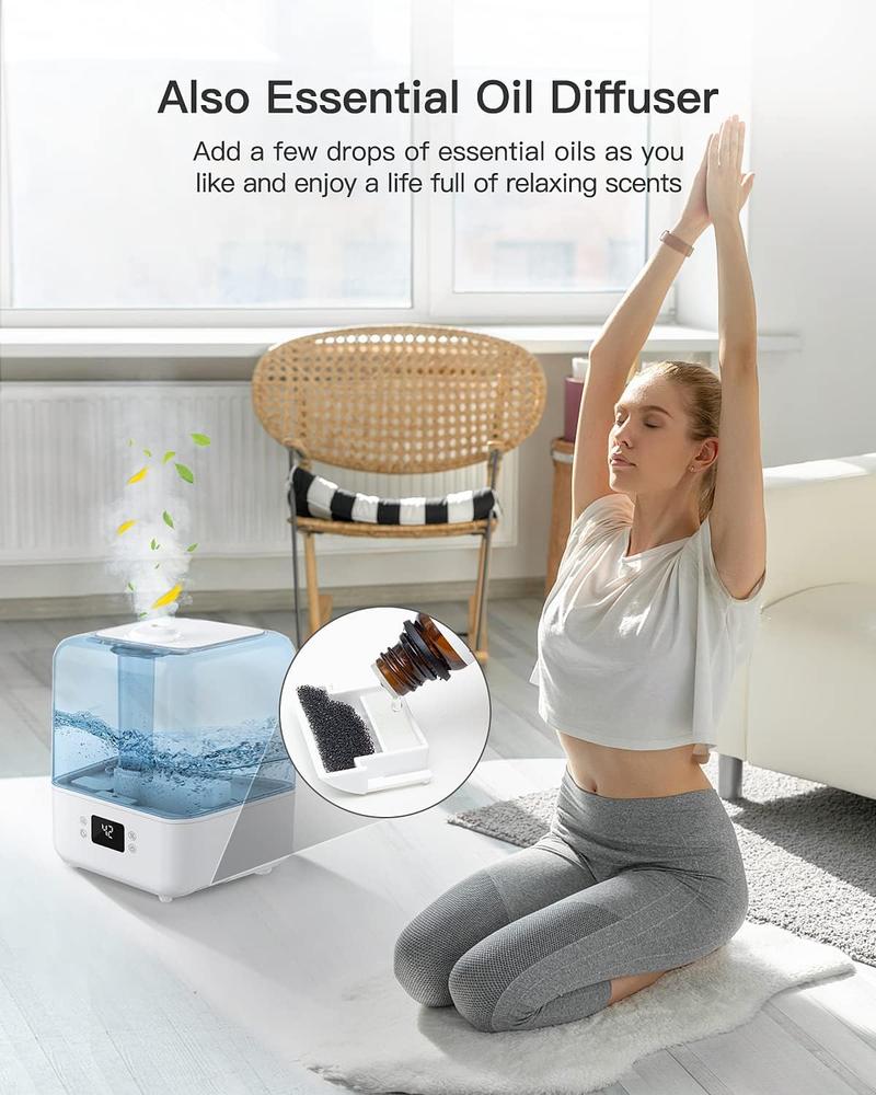 Chivalz 4L&6L Humidifier & Air Purifier with Top-Fill Design, Remote Control, Cool Mist Humidifier with 360° Nozzle, 2-IN-1 Oil Diffuser for Bedroom, Home, Baby Nursery & Plants, Household Appliances#TikTokShopBlackFriday