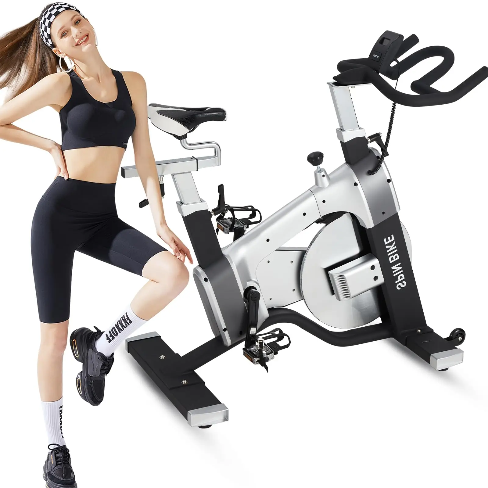 Gaomon Commercial Exercise Bike - Indoor Compact Design Cycling Bike with Silent Belt Drive, 300 LBS Weight Capacity, Adjustable Seat, Magnetic Resistance, Digital Display to Improve Physical Fitness, Exercise Bikes