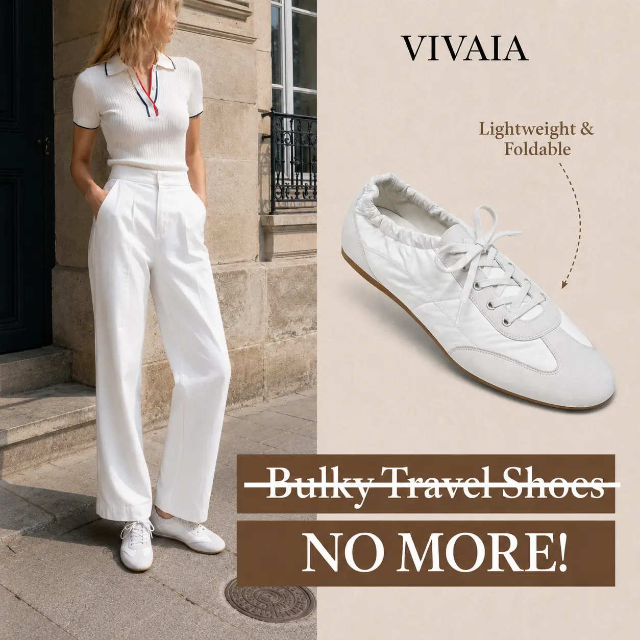 VIVAIA Women’s Round-Toe Re-Nylon Sneakerina, Lightweight Ballet Sneakers with Arch Support & Elastic Heel, Fall Sneakers for Women, Back to School (Yancy), Casual, Trendy tiktokshopbacktoschool,back to school,back to school haul