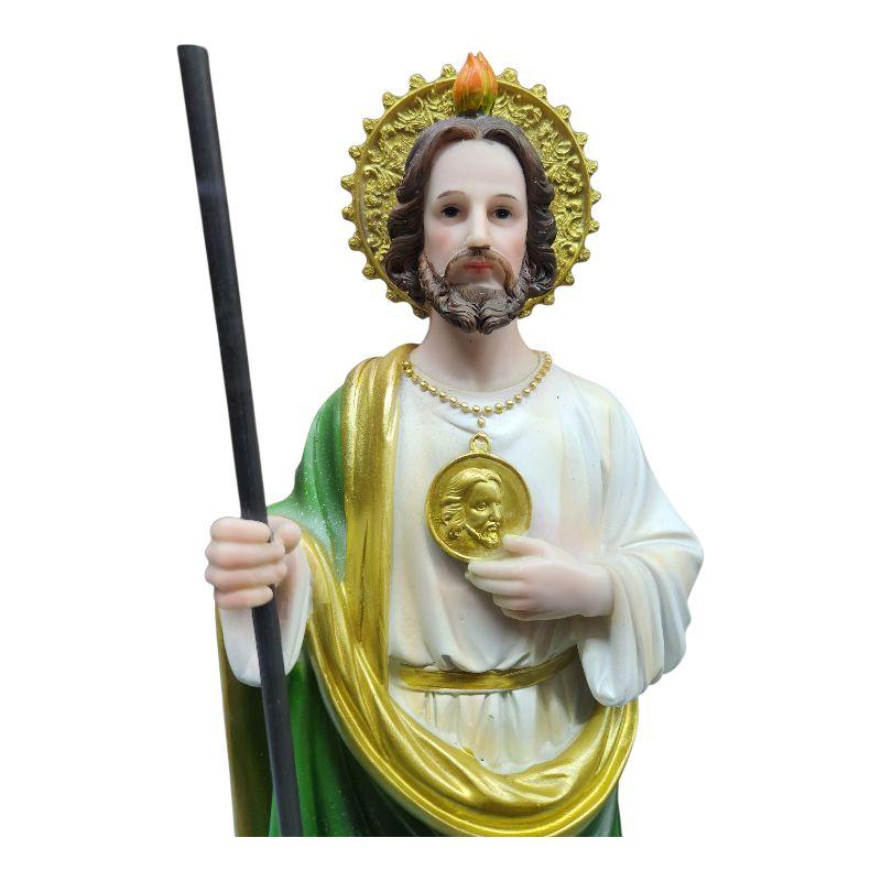 San Judas 20" Inches Tall Classic Brand New Statue with Green and Gold Accents Saint Jude Patron Saint Religious Decor