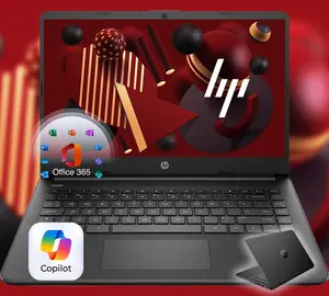 HP 14 Slim Laptop, 1 year Microsoft 365, Intel 4-Core CPU, 4GB RAM, 128GB Storage SSD + 1TB OneDrive, Win 11, Black