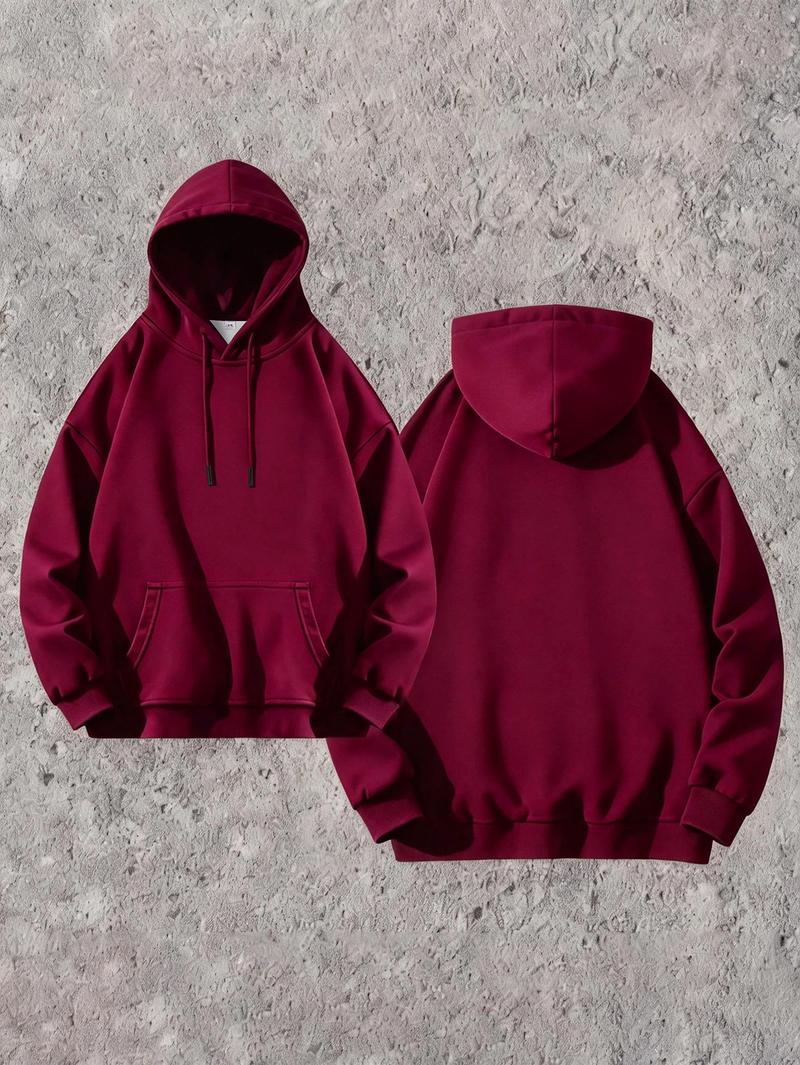 Men’s Solid Color Cotton Hoodie, Loose Fit Pullover Sweatshirt for Fall and Winter, Casual Versatile Menswear Top for Outdoor Activities, Daily Commute, Street Style and Comfortable Everyday Wear Operator