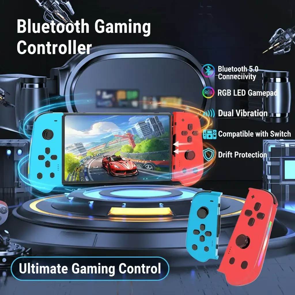 L Wireless Controller YLW Bluetooth 5.0 Wireless Game Controller with RGB LED Gamepad Dual ...