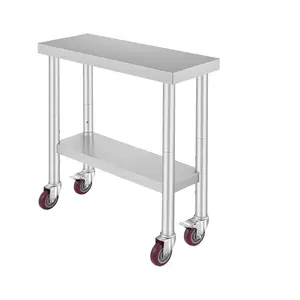TECSPACE Clearance Stainless Steel Work Table with Wheels 30"x12", Commercial Heavy Duty Work Table with Under Shelf and Casters, Prep & Work Table for Home Kitchen Restaurant garage  accessories