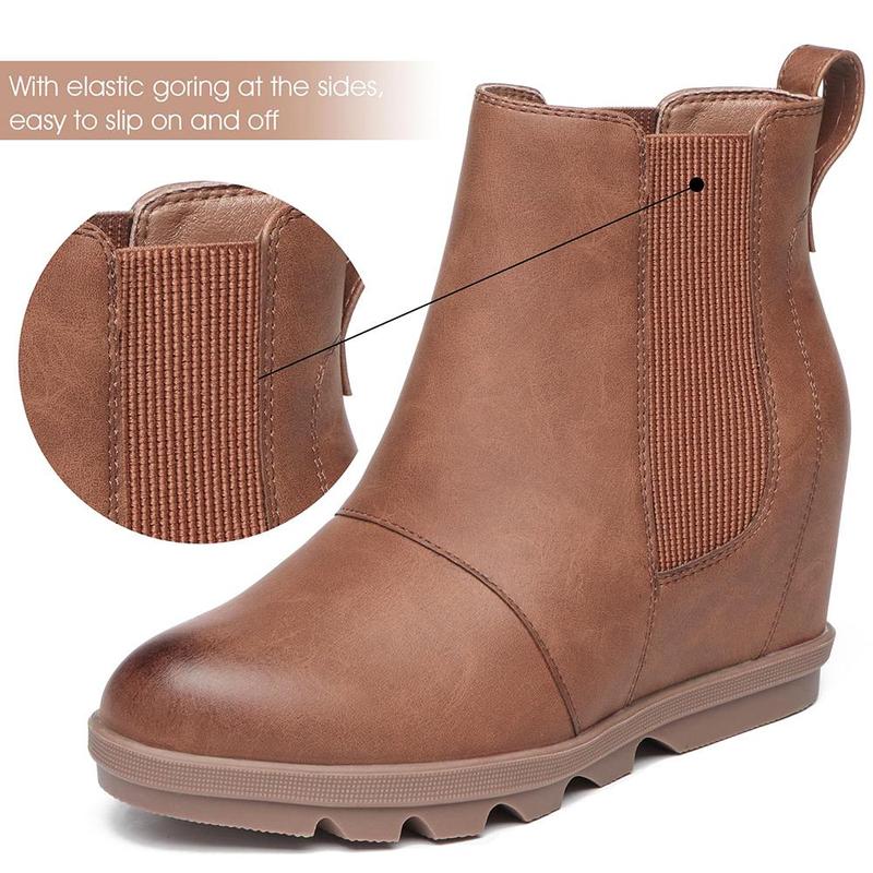 Athlefit Women's Wedge Boots Comfortable Ankle Wedge Booties boots  women winter boots Girl Footwear Casual Shoes Walking Shoes