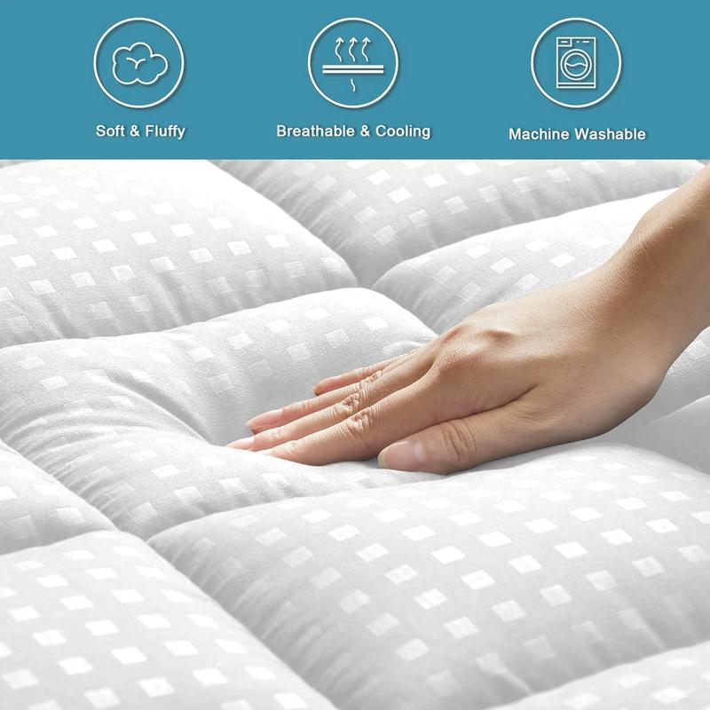 WeCharmer Mattress Pad Protector（350GSM & 500GSM）– Quilted Fitted Cooling Breathable Soft & Fluffy Mattress Topper Cover with 8-21” Deep Pocket – Comfortable Bedding Mattress Protector for Cooler Sleeping